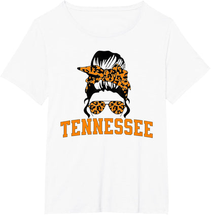 Tennessee State Women's Kids TN Orange Fan Messy Bun Hair T-Shirt