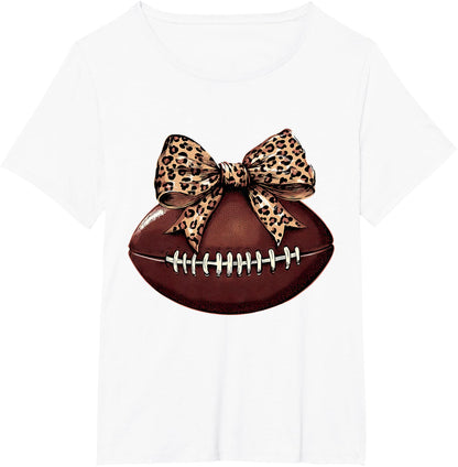 Football Coquette Bow Football Bow Cute Football Mom T-Shirt