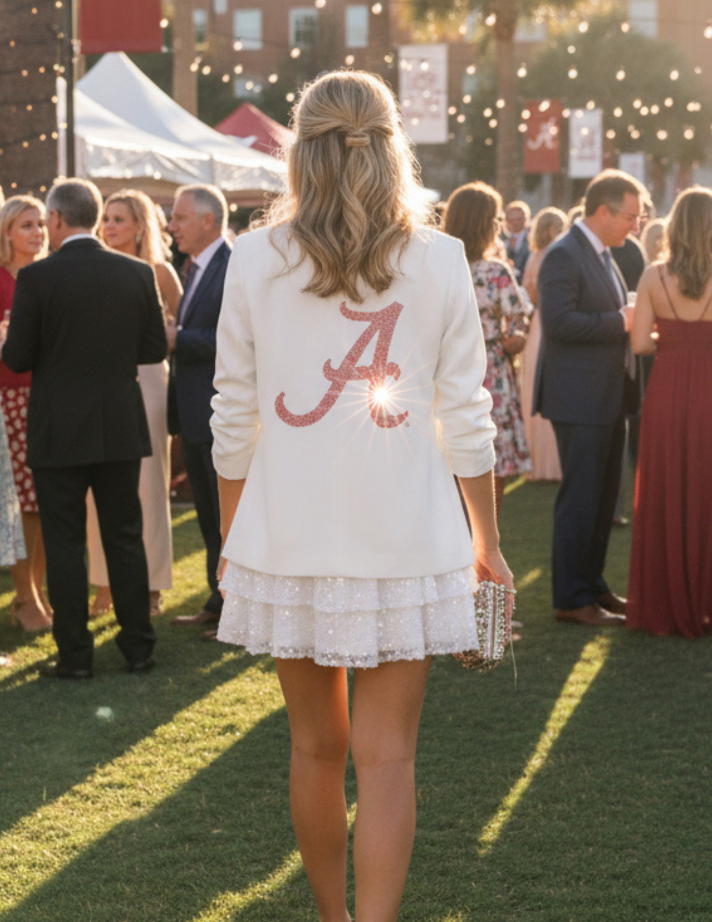 University of Alabama a Logo Ruched White Blazer