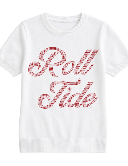 University of Alabama Roll Tide White Short Sleeve Sweater