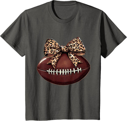 Football Coquette Bow Football Bow Cute Football Mom T-Shirt