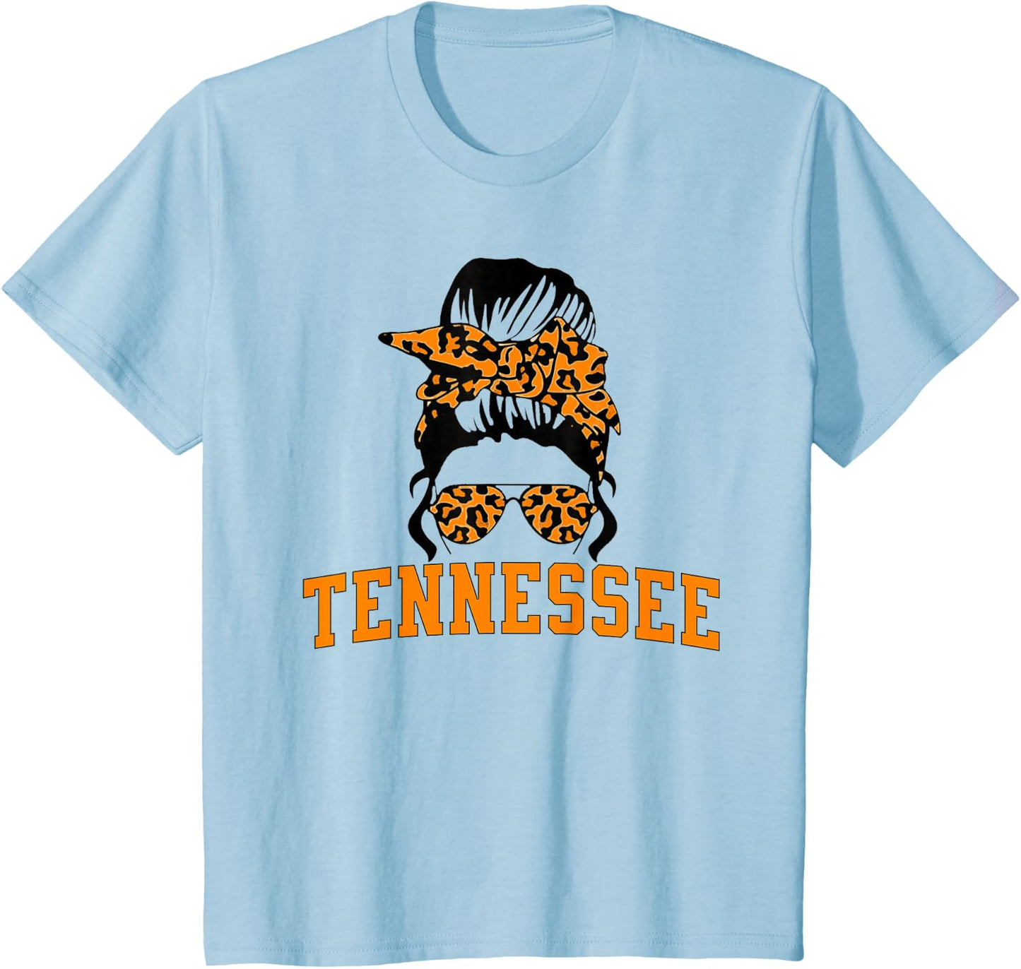 Tennessee State Women's Kids TN Orange Fan Messy Bun Hair T-Shirt