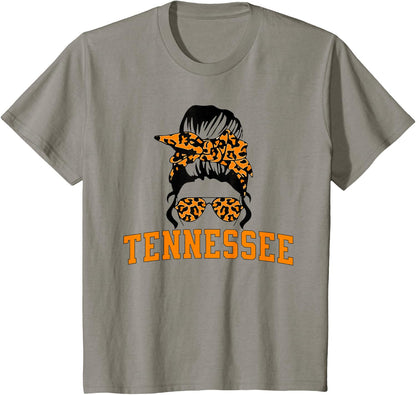 Tennessee State Women's Kids TN Orange Fan Messy Bun Hair T-Shirt