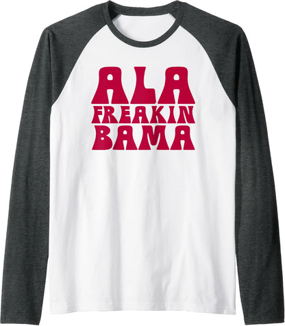 Ala Freakin' Bama - Awesome Alabama Pun Gifts Raglan Baseball Tee