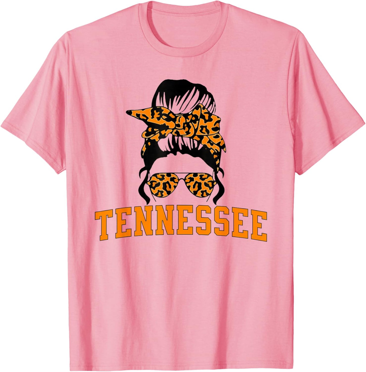 Tennessee State Women's Kids TN Orange Fan Messy Bun Hair T-Shirt
