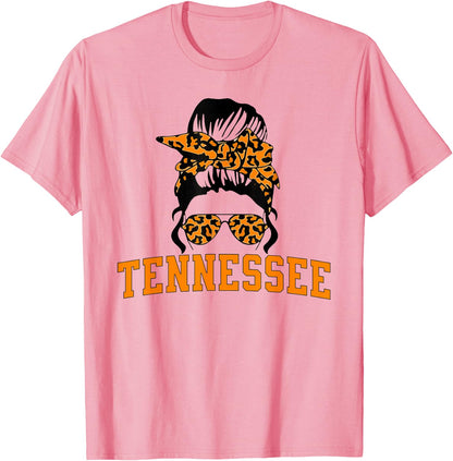Tennessee State Women's Kids TN Orange Fan Messy Bun Hair T-Shirt