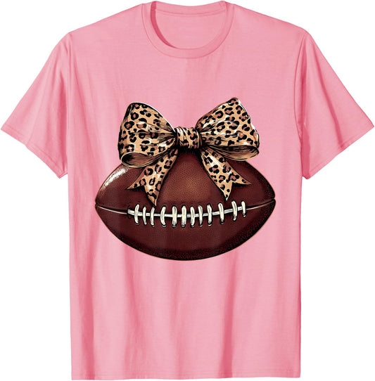 Football Coquette Bow Football Bow Cute Football Mom T-Shirt