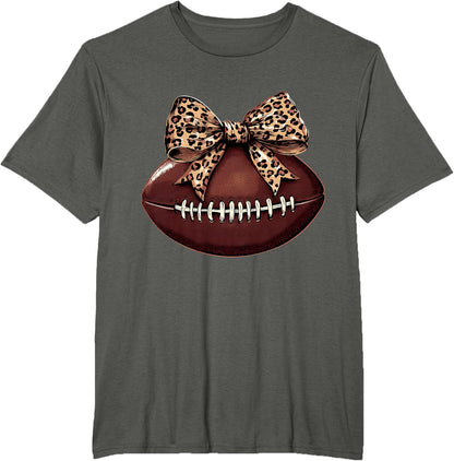 Football Coquette Bow Football Bow Cute Football Mom T-Shirt