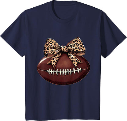 Football Coquette Bow Football Bow Cute Football Mom T-Shirt