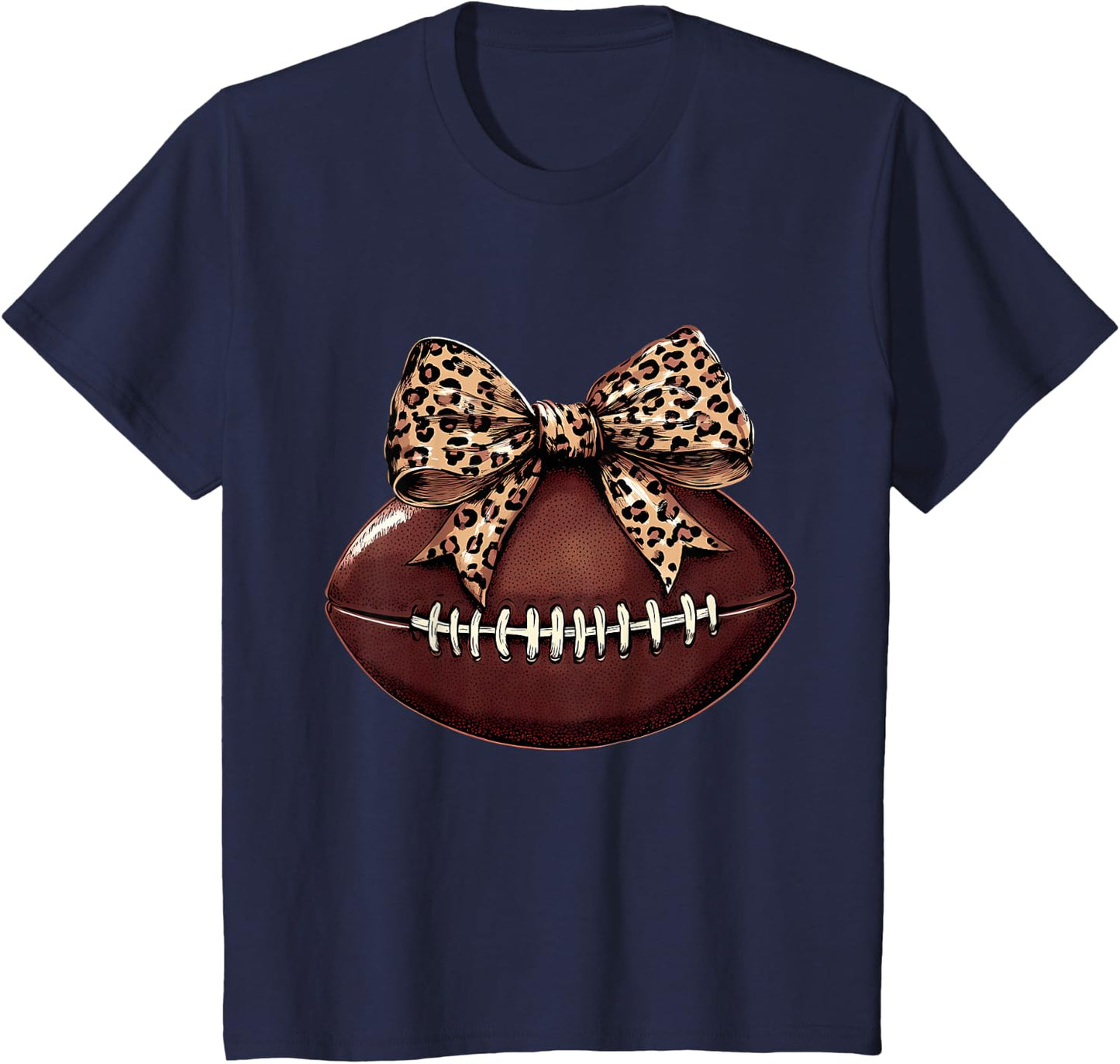 Football Coquette Bow Football Bow Cute Football Mom T-Shirt