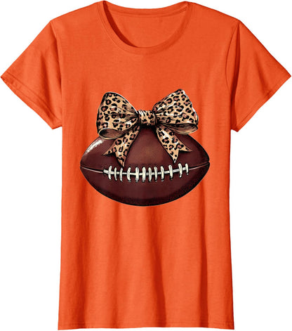 Football Coquette Bow Football Bow Cute Football Mom T-Shirt