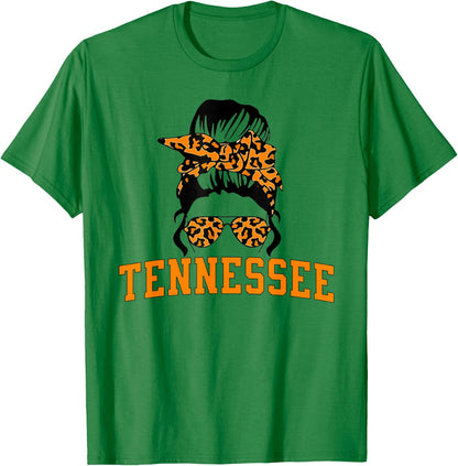 Tennessee State Women's Kids TN Orange Fan Messy Bun Hair T-Shirt