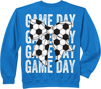 Soccer Bow Game Day Coquette Women Front and Back Print Sweatshirt