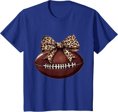 Football Coquette Bow Football Bow Cute Football Mom T-Shirt