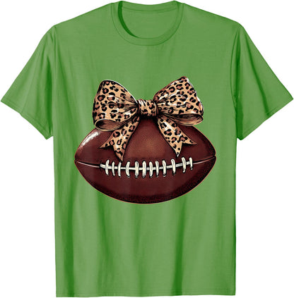 Football Coquette Bow Football Bow Cute Football Mom T-Shirt