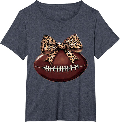 Football Coquette Bow Football Bow Cute Football Mom T-Shirt