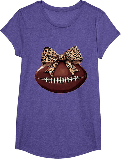Football Coquette Bow Football Bow Cute Football Mom T-Shirt