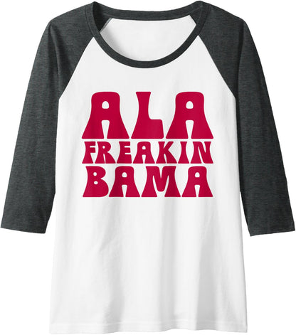 Ala Freakin' Bama - Awesome Alabama Pun Gifts Raglan Baseball Tee
