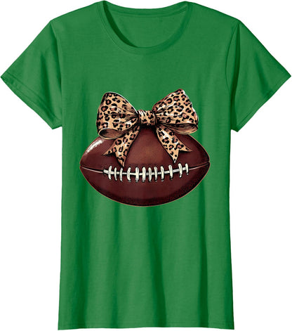 Football Coquette Bow Football Bow Cute Football Mom T-Shirt