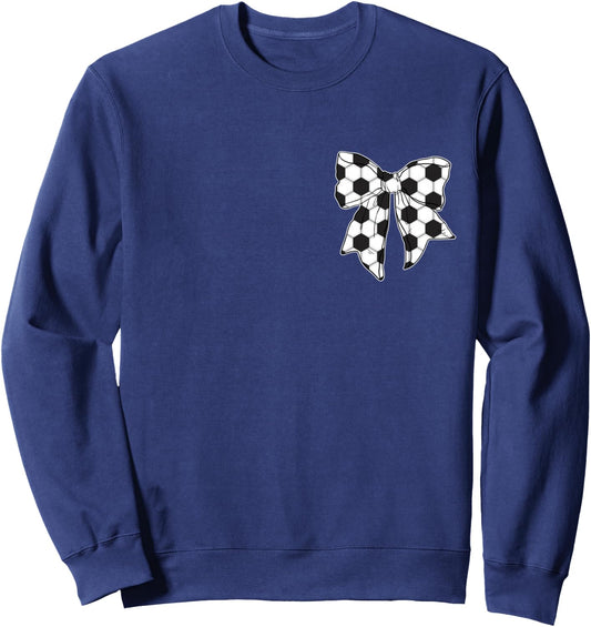 Soccer Bow Game Day Coquette Women Front and Back Print Sweatshirt