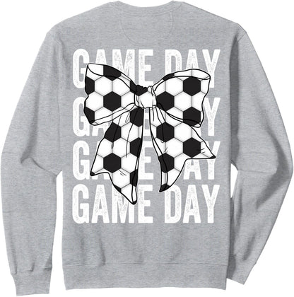Soccer Bow Game Day Coquette Women Front and Back Print Sweatshirt