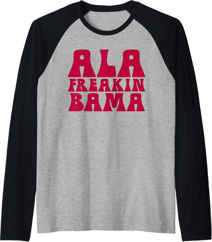 Ala Freakin' Bama - Awesome Alabama Pun Gifts Raglan Baseball Tee