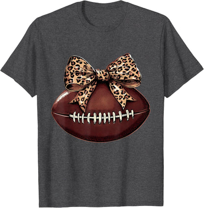 Football Coquette Bow Football Bow Cute Football Mom T-Shirt