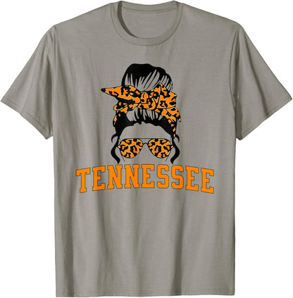 Tennessee State Women's Kids TN Orange Fan Messy Bun Hair T-Shirt