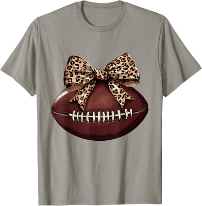 Football Coquette Bow Football Bow Cute Football Mom T-Shirt
