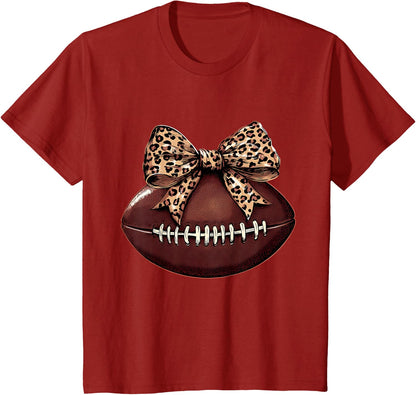 Football Coquette Bow Football Bow Cute Football Mom T-Shirt
