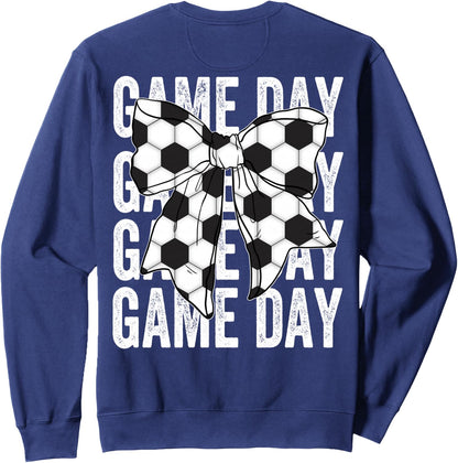 Soccer Bow Game Day Coquette Women Front and Back Print Sweatshirt