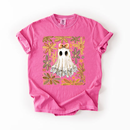 Beautiful Halloween, Flowers, Coquette Ghost Artwork Collection Comfort Colors Tee
