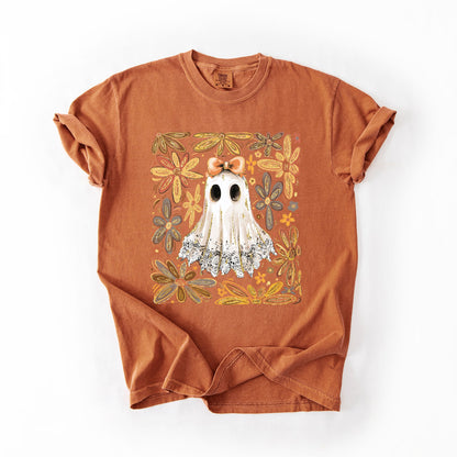 Beautiful Halloween, Flowers, Coquette Ghost Artwork Collection Comfort Colors Tee