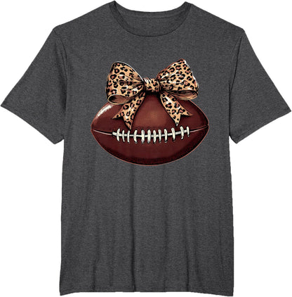 Football Coquette Bow Football Bow Cute Football Mom T-Shirt