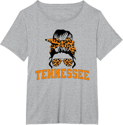 Tennessee State Women's Kids TN Orange Fan Messy Bun Hair T-Shirt