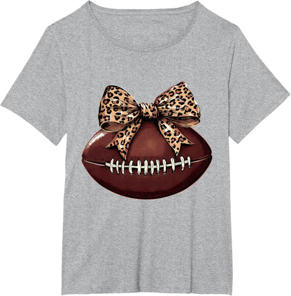 Football Coquette Bow Football Bow Cute Football Mom T-Shirt