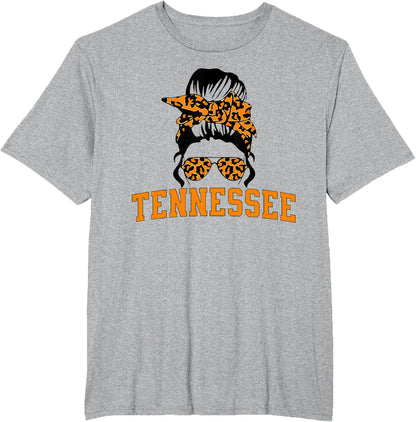 Tennessee State Women's Kids TN Orange Fan Messy Bun Hair T-Shirt