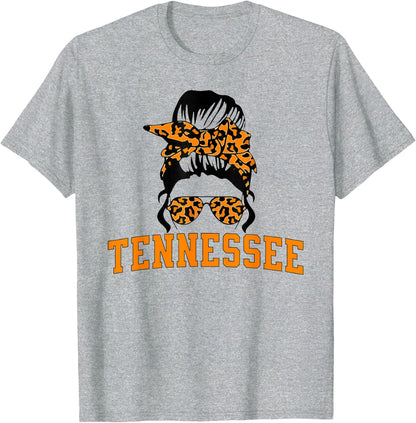 Tennessee State Women's Kids TN Orange Fan Messy Bun Hair T-Shirt