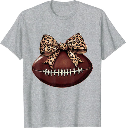Football Coquette Bow Football Bow Cute Football Mom T-Shirt