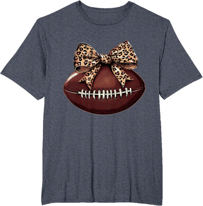 Football Coquette Bow Football Bow Cute Football Mom T-Shirt