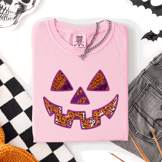 Colorful Jack O Lantern Halloween Retro Vintage Design Print Artwork Comfort Colors Tee