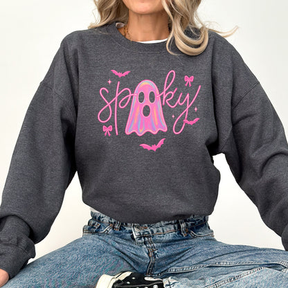 Pink Neon Ghost Halloween Retro Vintage Spooky Collector's Edition Graphic Sweatshirt