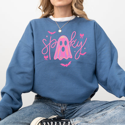 Pink Neon Ghost Halloween Retro Vintage Spooky Collector's Edition Graphic Sweatshirt