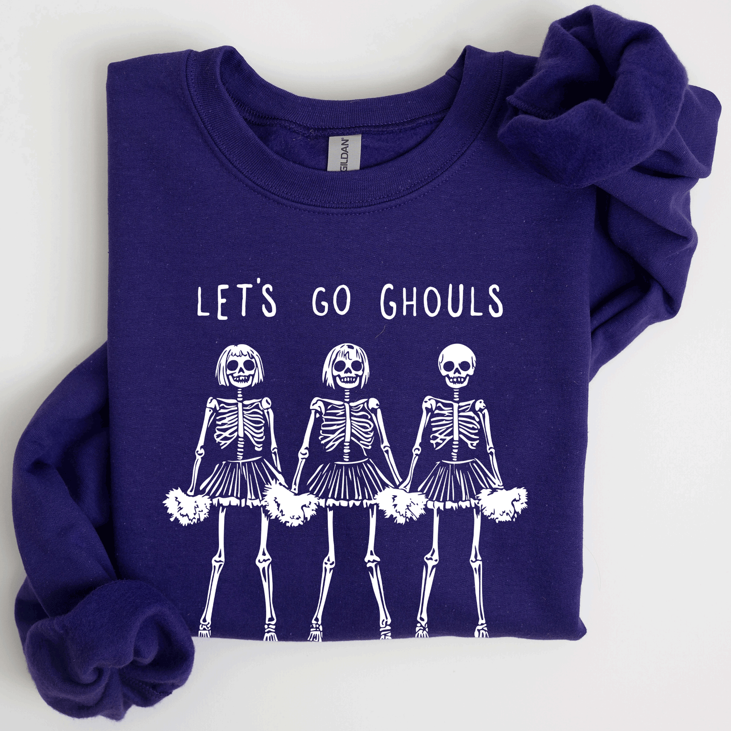Let's Go Ghouls Skeleton Cheerleaders Halloween Night Parade Spooky Spirit Sweatshirt