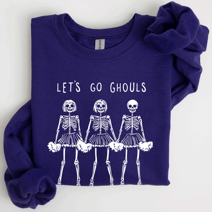 Let's Go Ghouls Skeleton Cheerleaders Halloween Night Parade Spooky Spirit Sweatshirt
