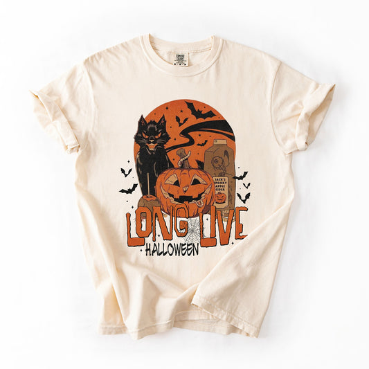 Long Live Halloween Retro Classic Vintage Spooky Night Celebration Comfort Colors Tee