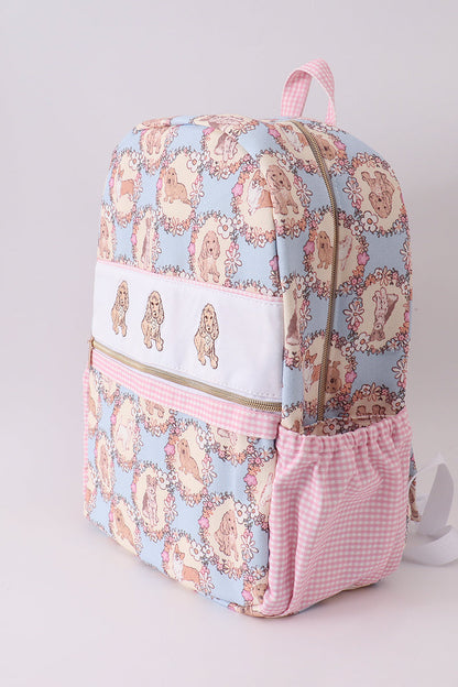Pink Puppy Embroidery Backpack