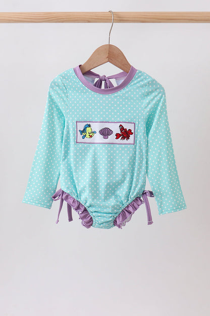 Blue Under the Sea Embroidered Upf Rashguard
