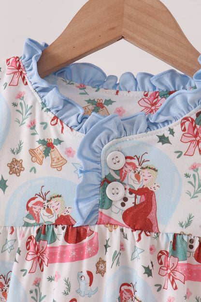 Blue frozen ruffle dress
