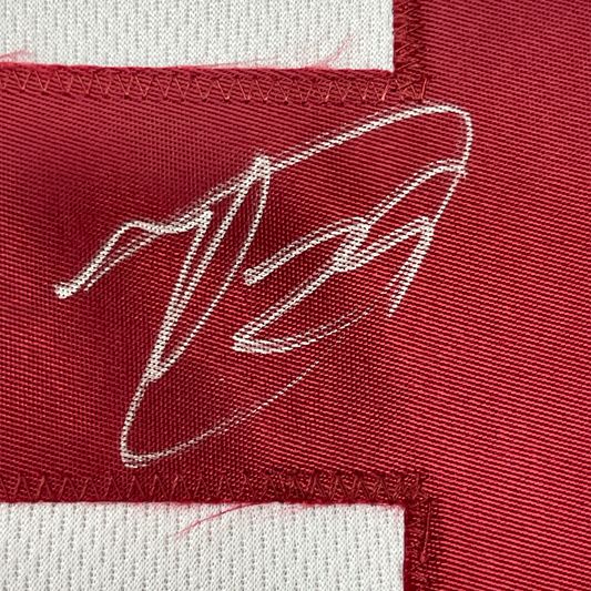 Framed Autographed/Signed Minkah Fitzpatrick 35x39 Alabama White College Football Jersey JSA COA